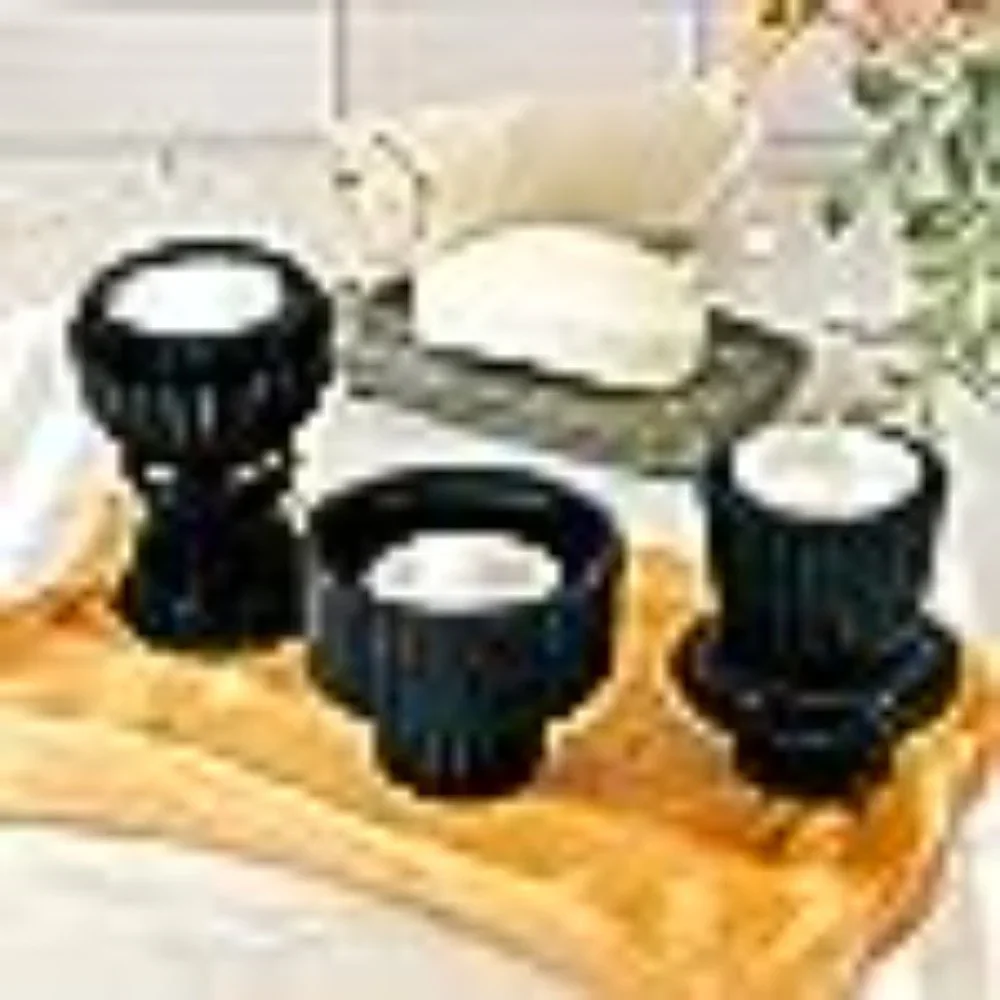 Kate Aspen Assorted Vintage Ribbed Black Glass Candlestick Candle Holder Set